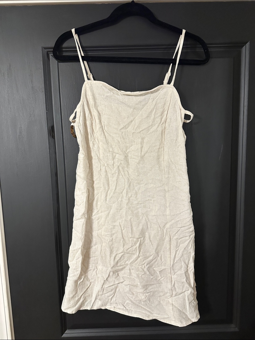 Simple Cream Spaghetti Strap mini Dress